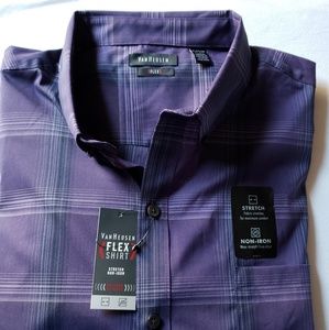 Van Heusen Mens Plaid Short Sleeve Shirt Size XL-N
